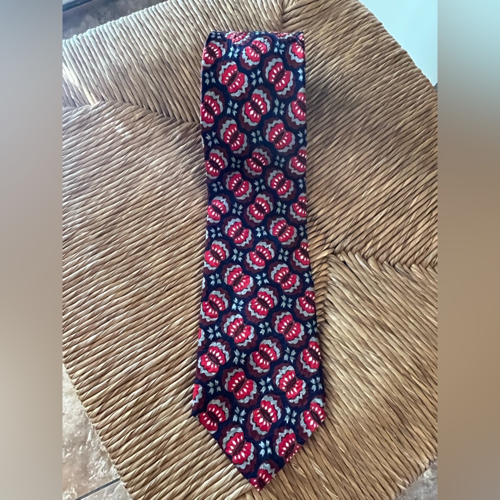 Vintage Christian Dior Monsieur Silk Geometric Mandala Necktie Tie